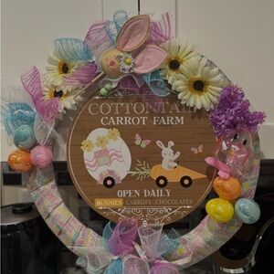 Cottontail Carrot Farm Easter Wreath - Pastel